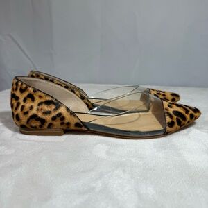 Gianni Bini Leopard Print Clear PVC Flats Size 6.5M Pointed Toe D’Orsay